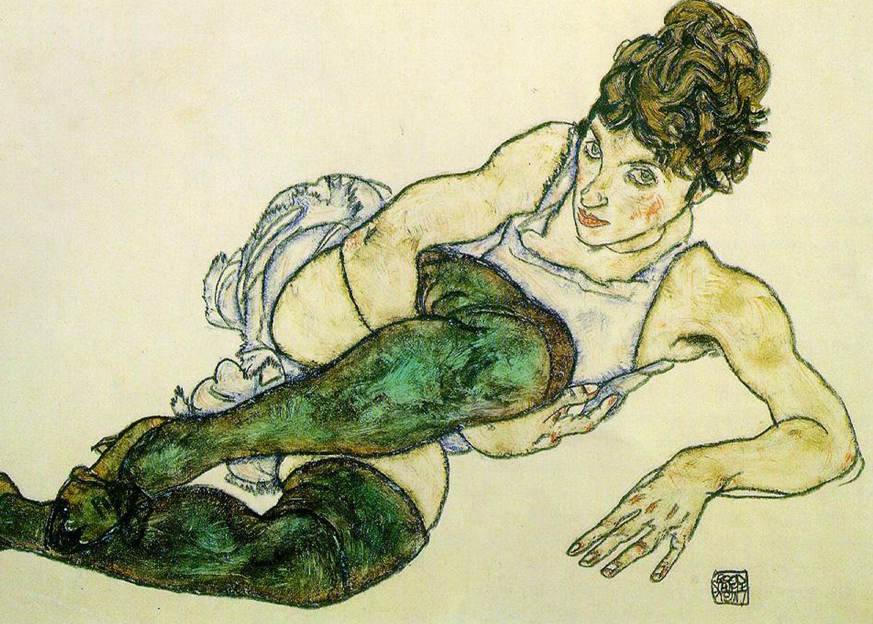 yeşil çorap by Egon Schiele