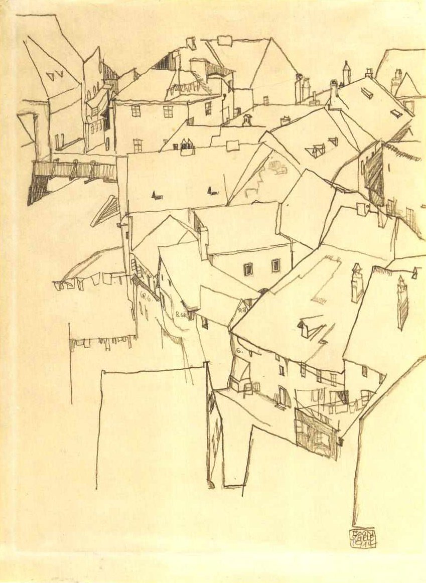 Český Krumlov bölgesi by Egon Schiele