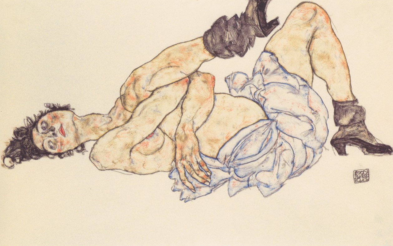 uzanmış kadın çıplak by Egon Schiele