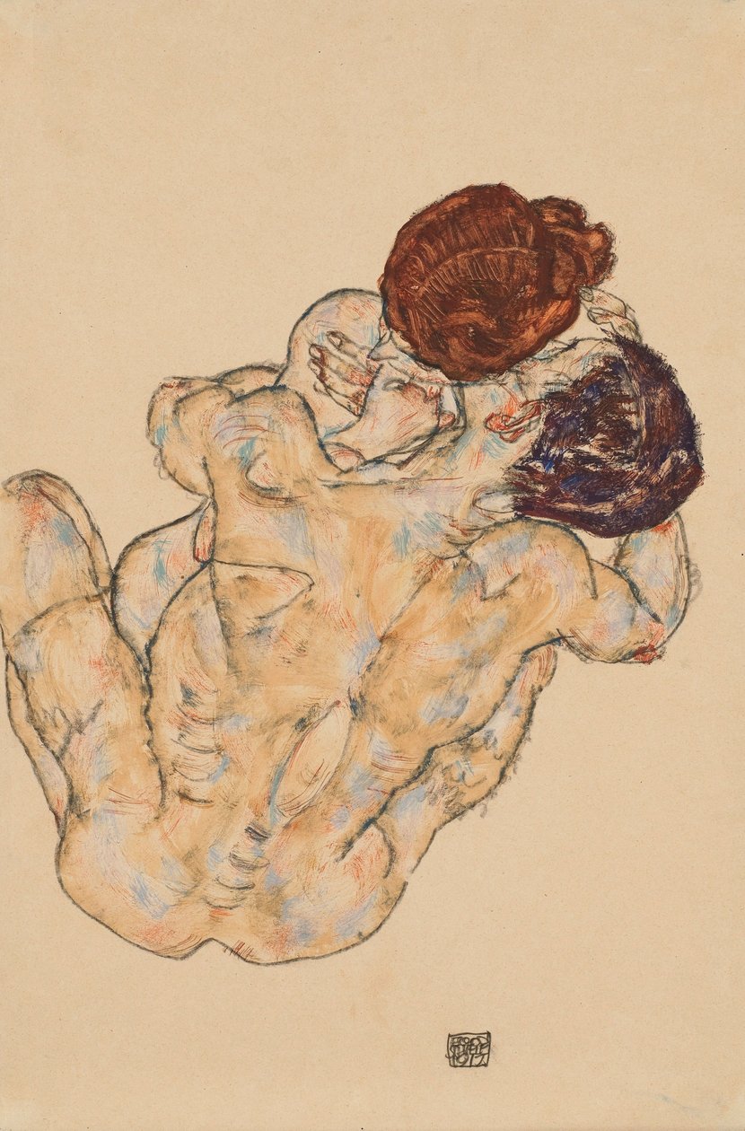 Erkek ve kadın, sarılmak by Egon Schiele