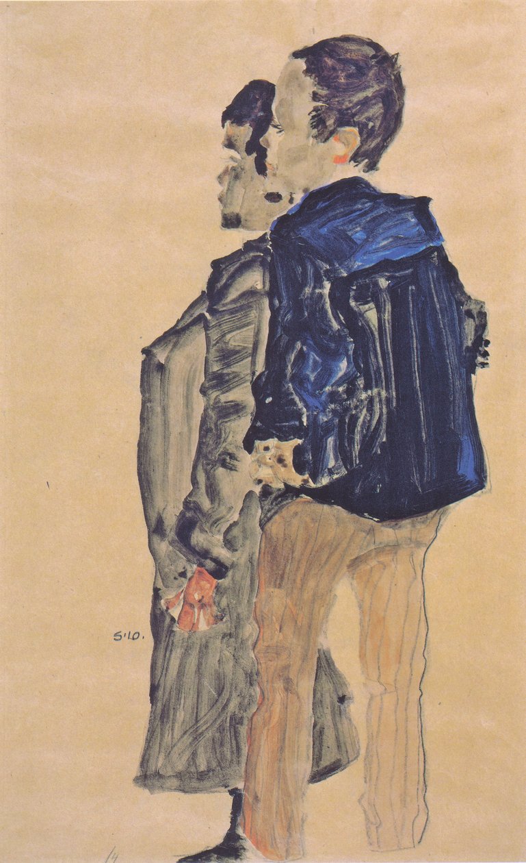 İki çocuğun arkadan görünüşü by Egon Schiele