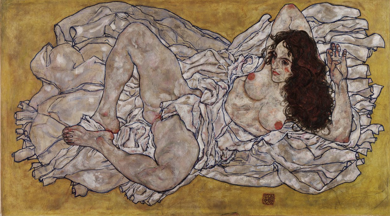 uzanmış kadın by Egon Schiele