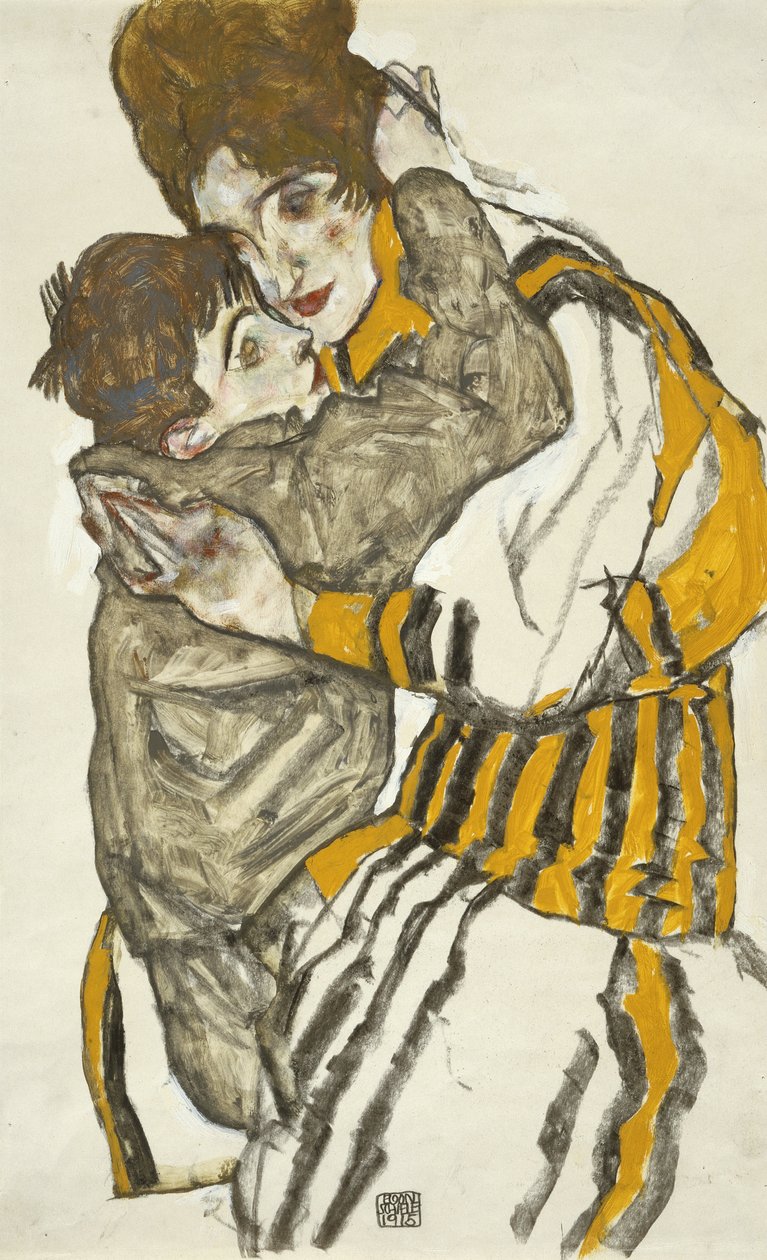 Küçük Yeğeni ile Schieles Karısı by Egon Schiele