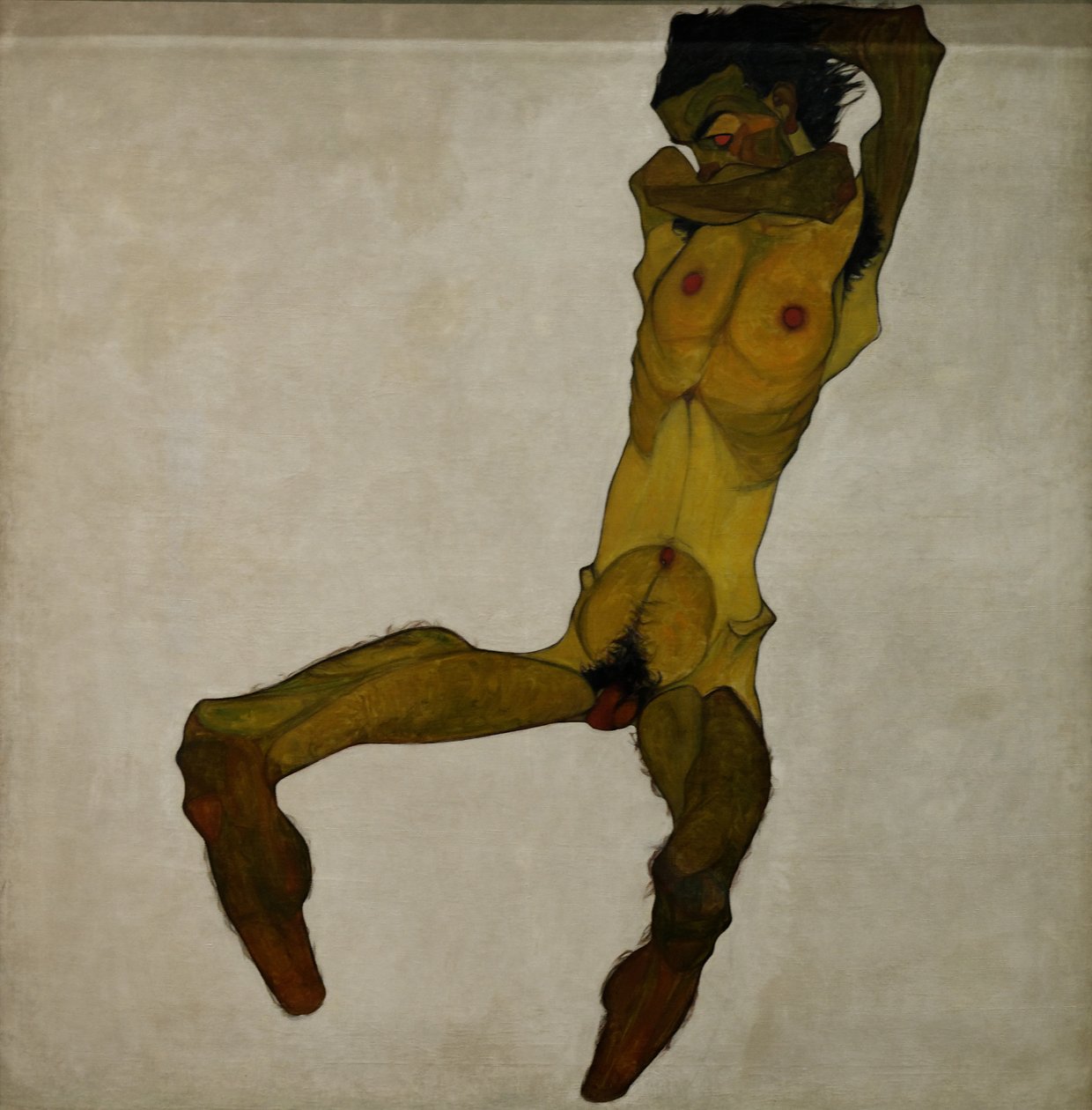 Oturan erkek çıplak (Otoportre) by Egon Schiele