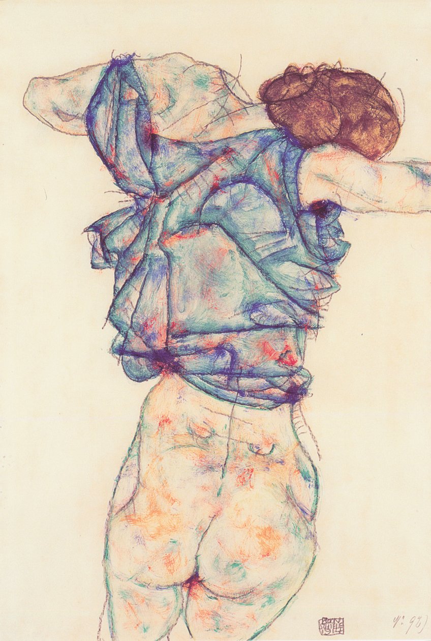 kadın soyunma by Egon Schiele