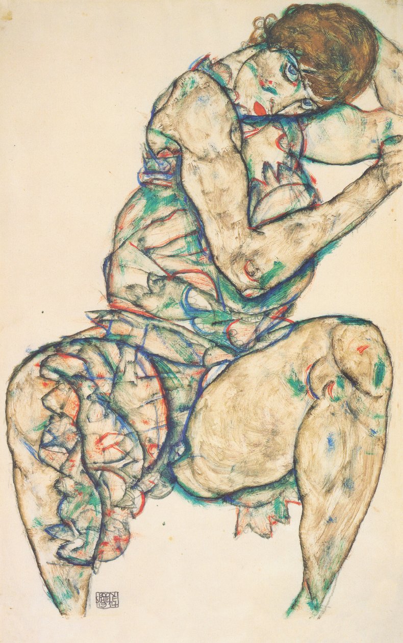 yarı zamanlı oturma by Egon Schiele