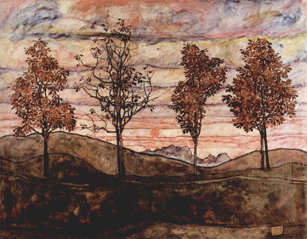 dört ağaç by Egon Schiele