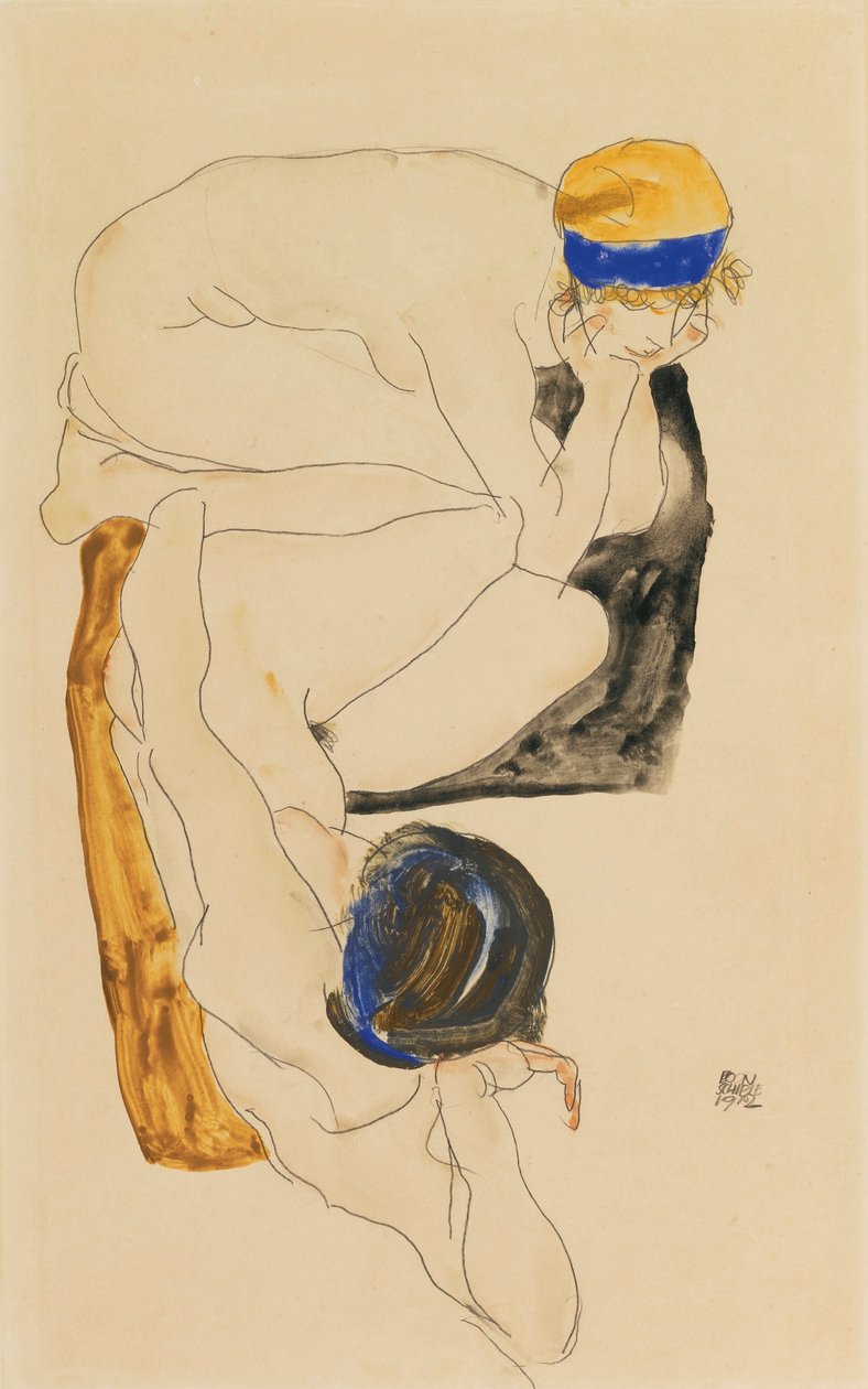 İki yalancı figür by Egon Schiele