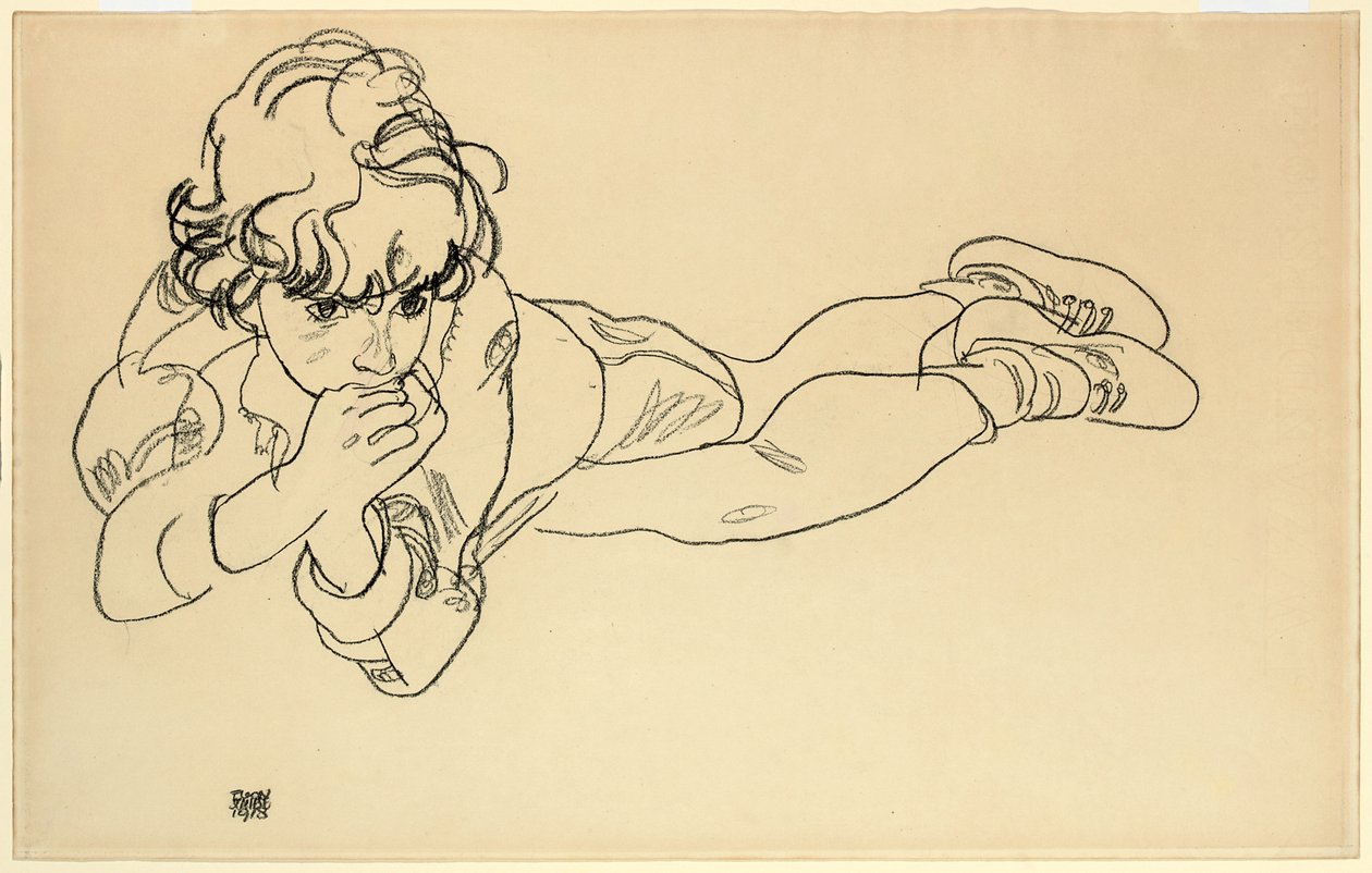 Karnında Yatan Çocuk, 1918 by Egon Schiele