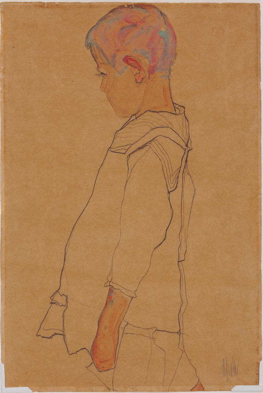 Profildeki çocuk sola dönük by Egon Schiele