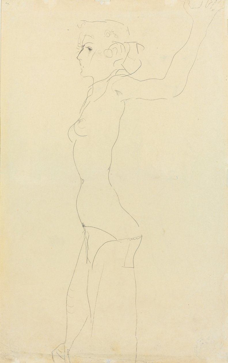 Kadın Çıplak; Madchenakt, 1911 by Egon Schiele