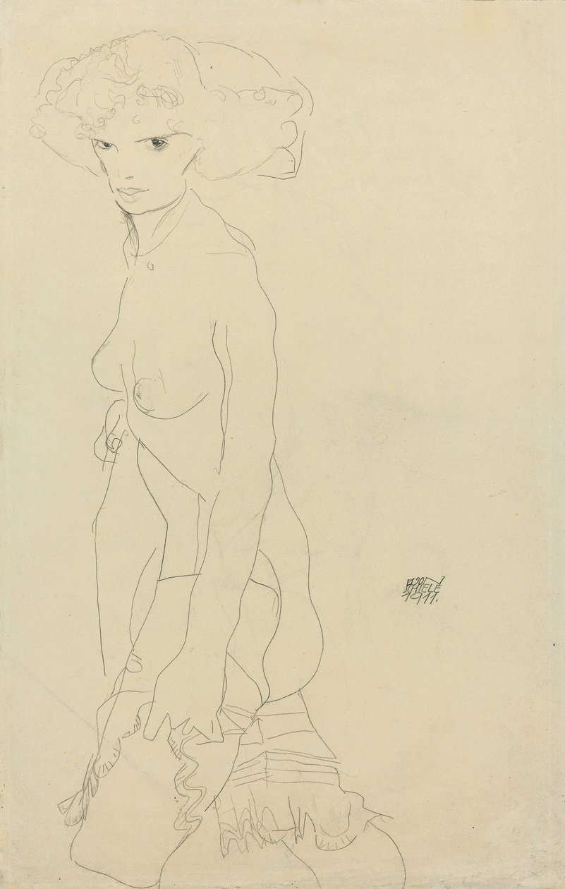 Kadın Çıplak; Madchenakt, 1911 by Egon Schiele