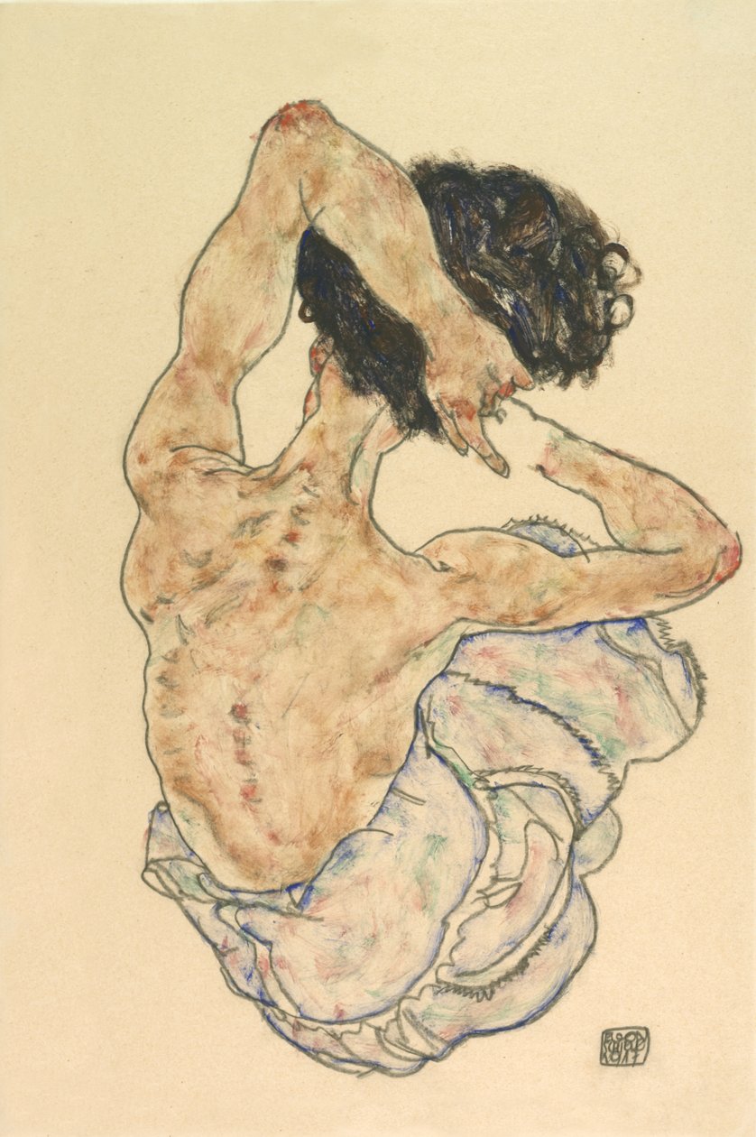 Kadın sırt hareketi, 1917. by Egon Schiele
