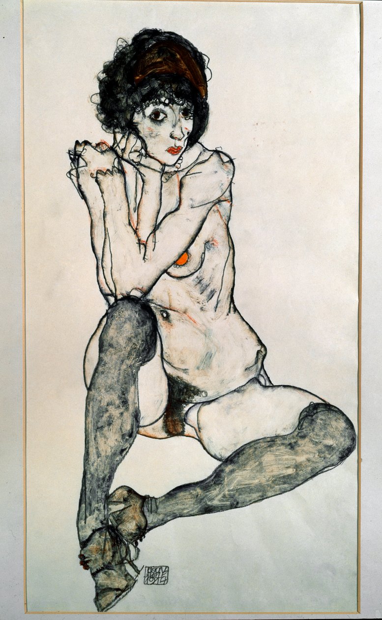 Kadın çıplak oturma. Egon Schiele