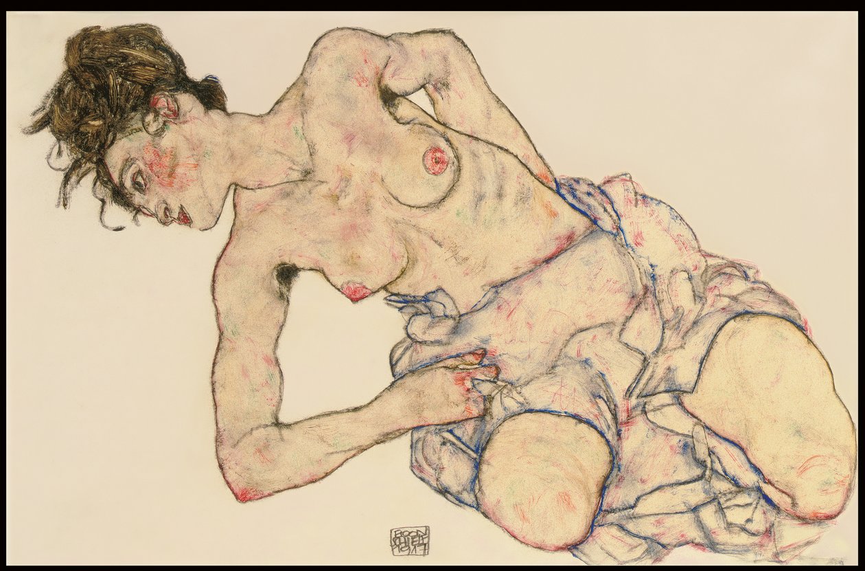 Kneider kadın yarı çıplak, 1917 by Egon Schiele
