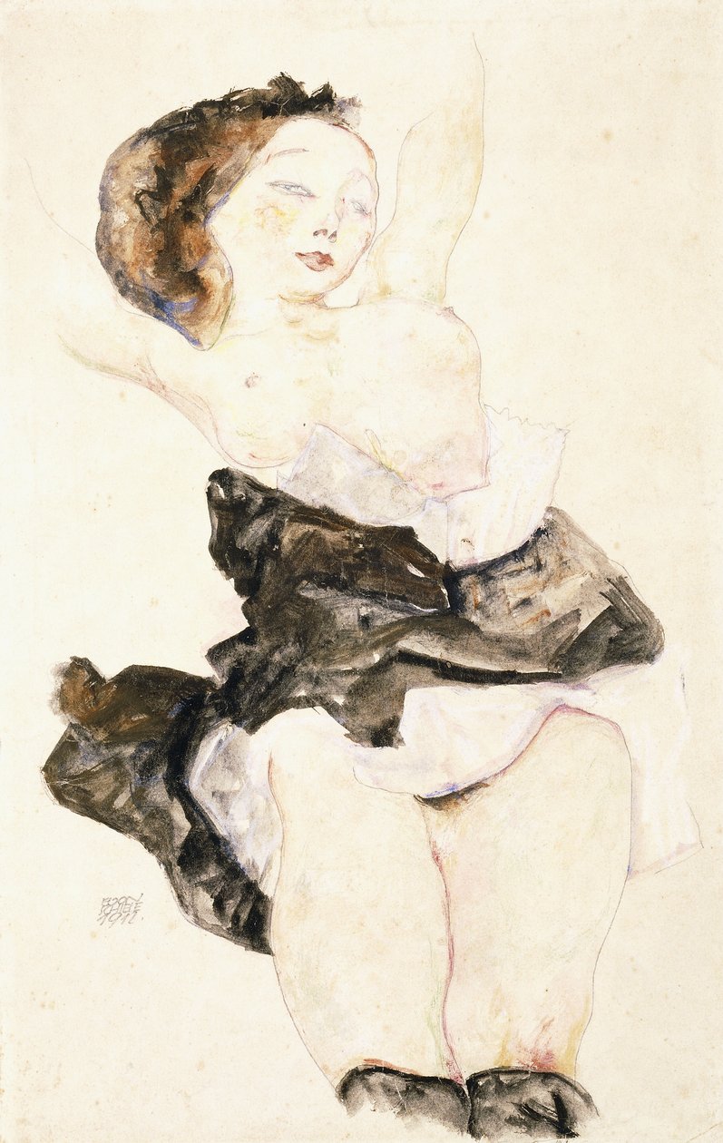 Yalancı Genç Kız, Yarı Çıplak, 1912 by Egon Schiele