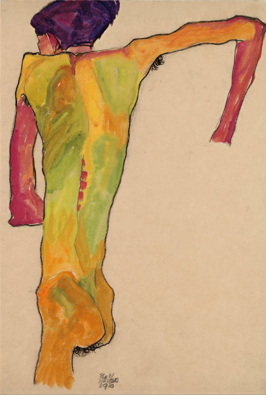 Çıplak Erkek, Kendini Destekliyor, 1910 by Egon Schiele