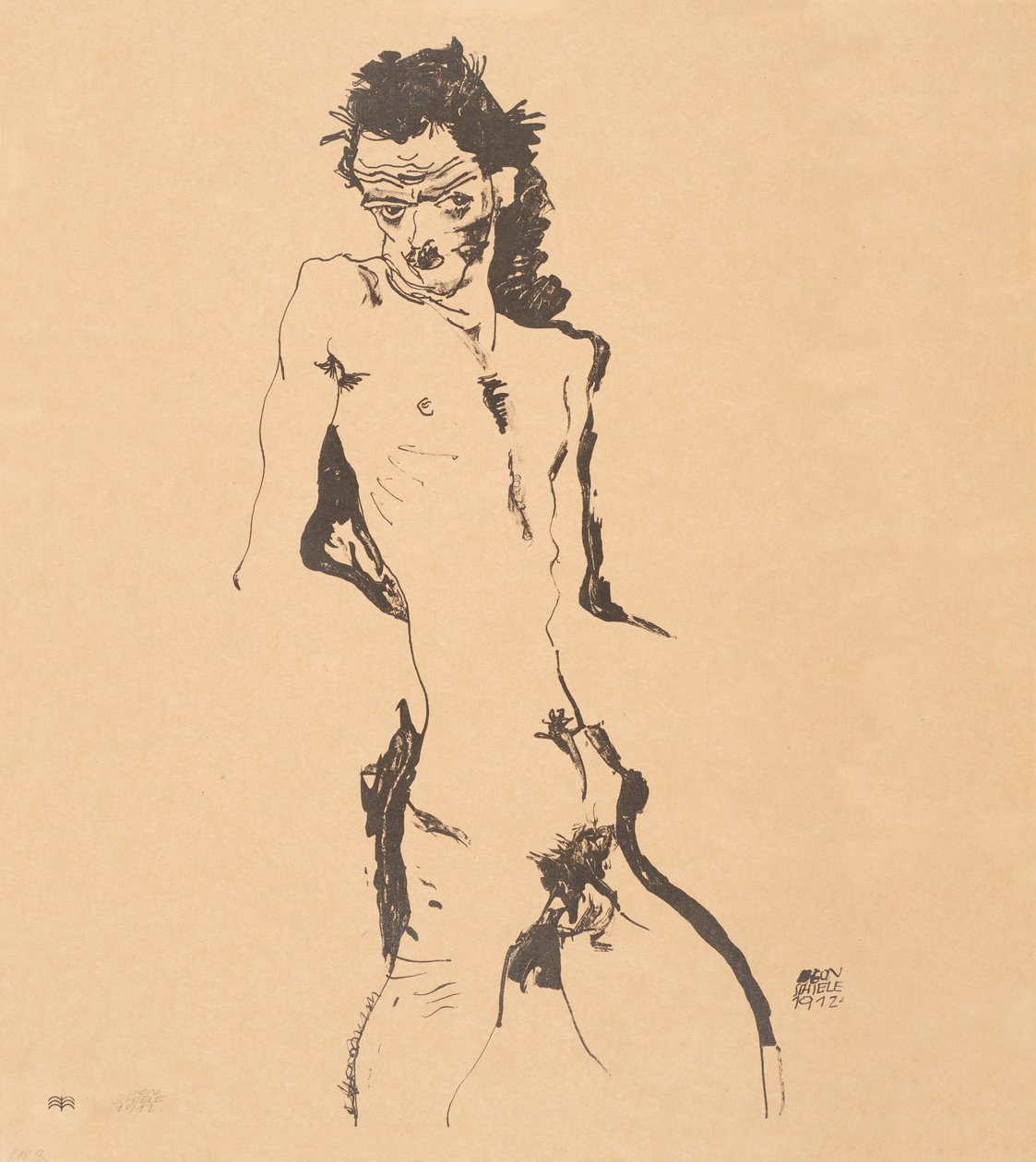 Erkek Çıplak Otoportre, 1912. by Egon Schiele
