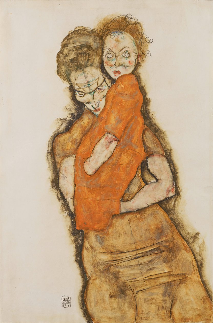 Anne ve Çocuk, 1914 by Egon Schiele