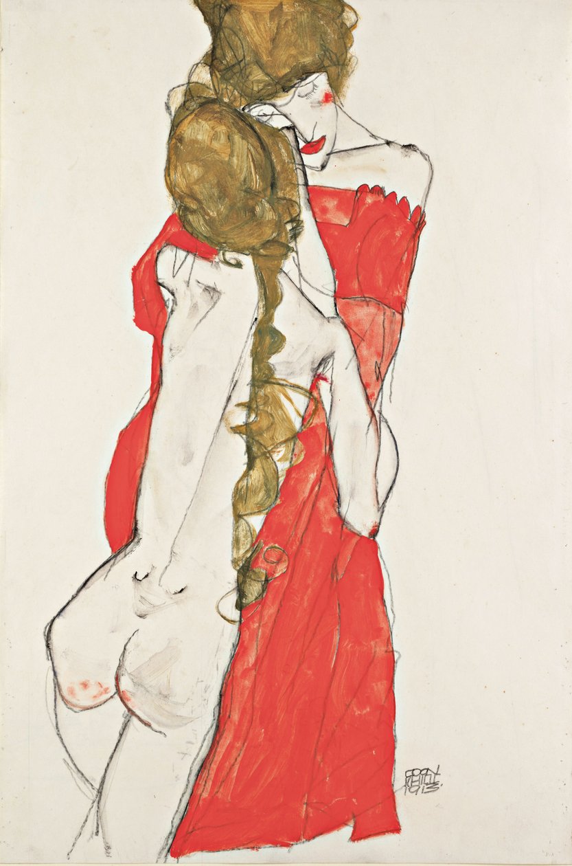 Anne ve Kızı, 1913 by Egon Schiele