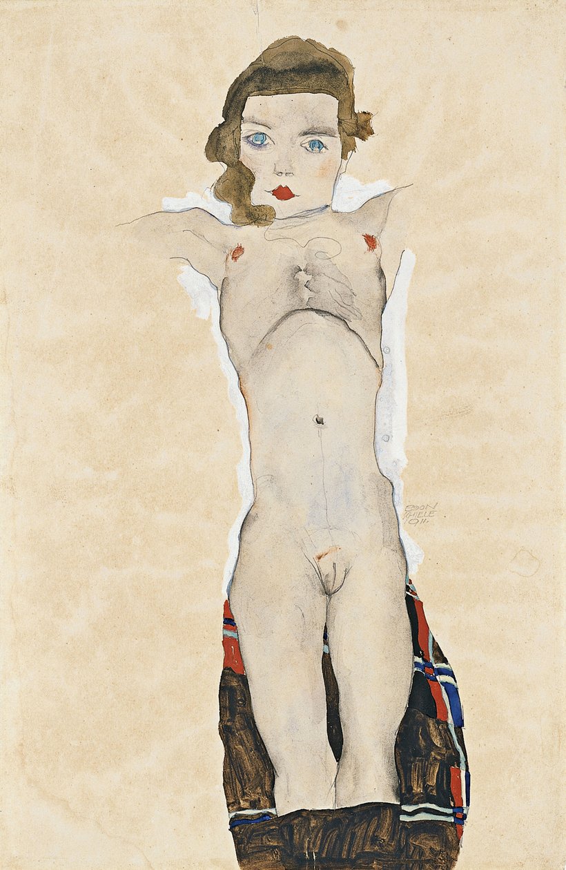 Kollarını Açmış Çıplak Kız, 1911 by Egon Schiele