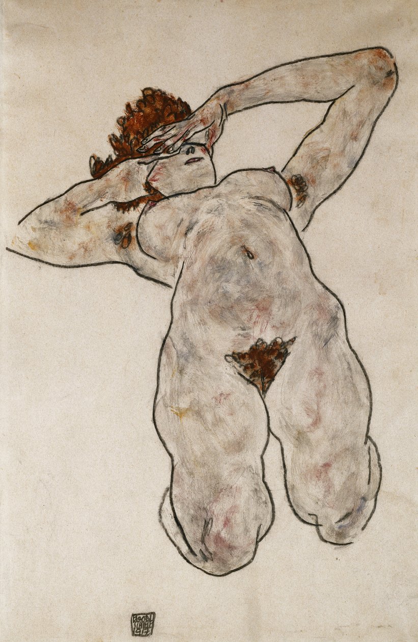 Çıplak uzanmış; Çıplak uzanmış, 1917 by Egon Schiele