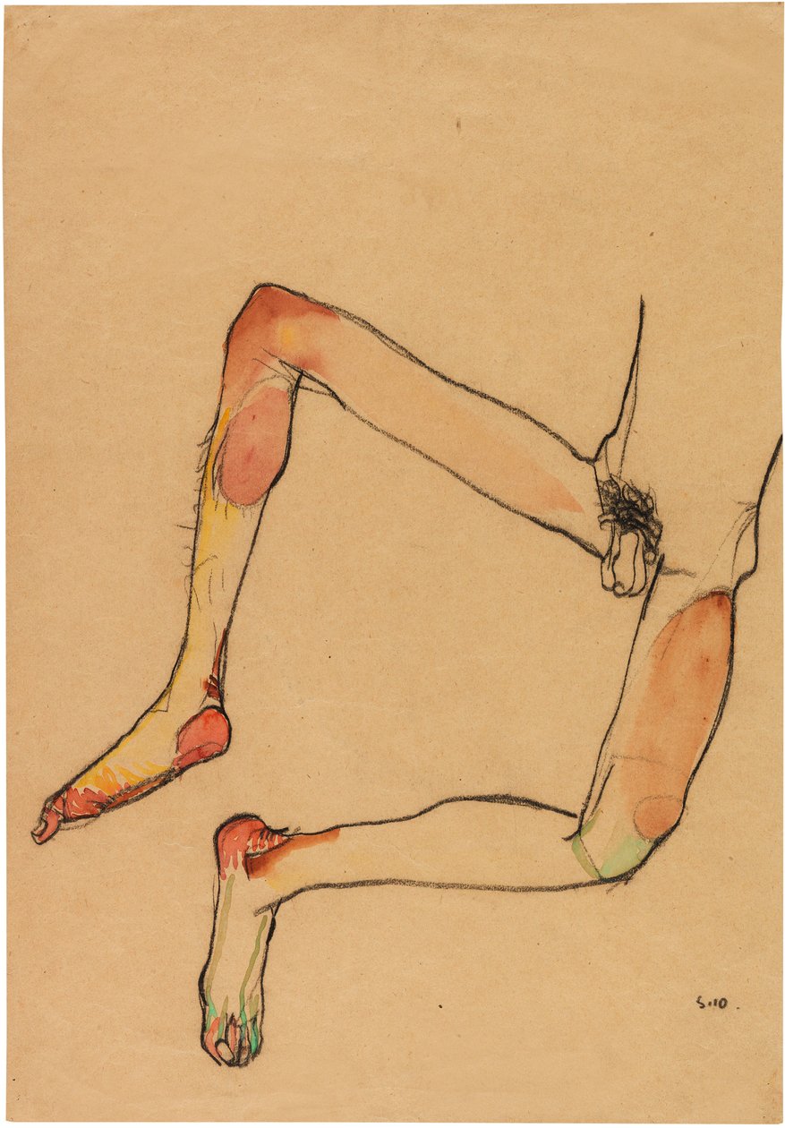 Çıplak erkek karnı, 1910. by Egon Schiele