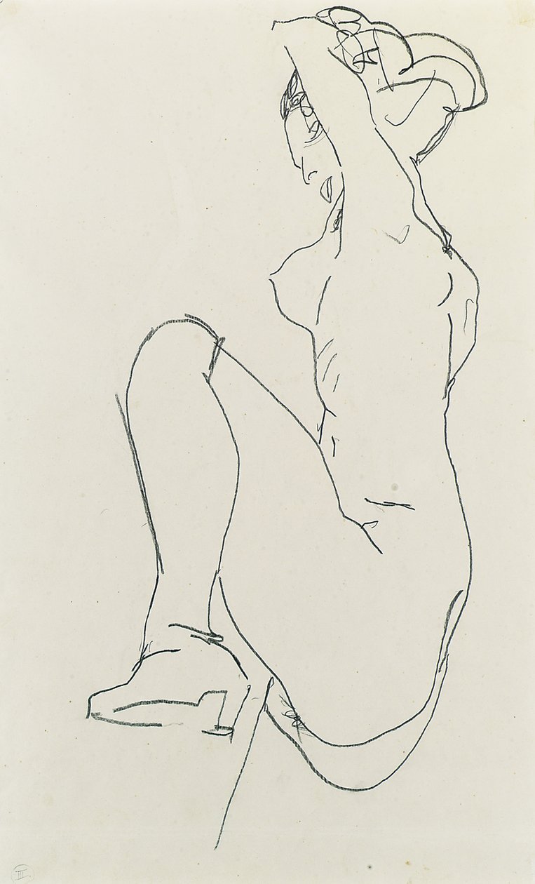 Kadın çıplak secde, 1913 by Egon Schiele