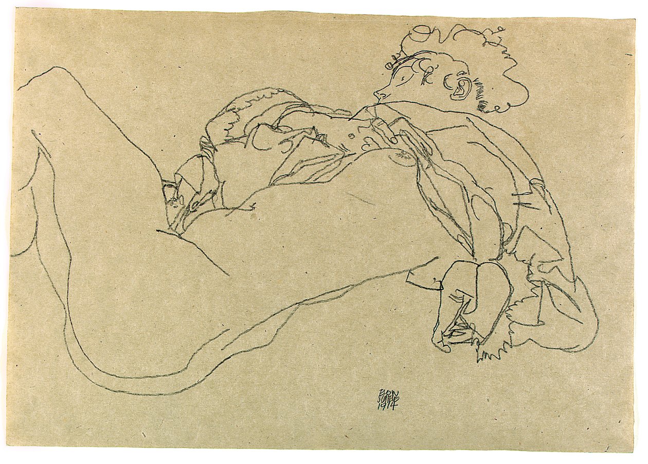 Çıplak kadın uzanmış, 1914 by Egon Schiele
