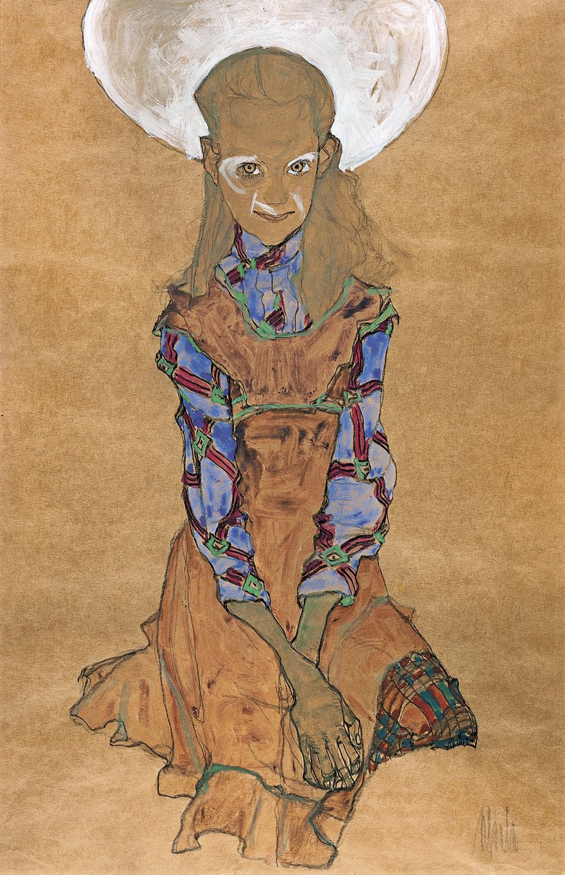 Oturan Kız Poldi Lodzinsky, c. 1910 by Egon Schiele