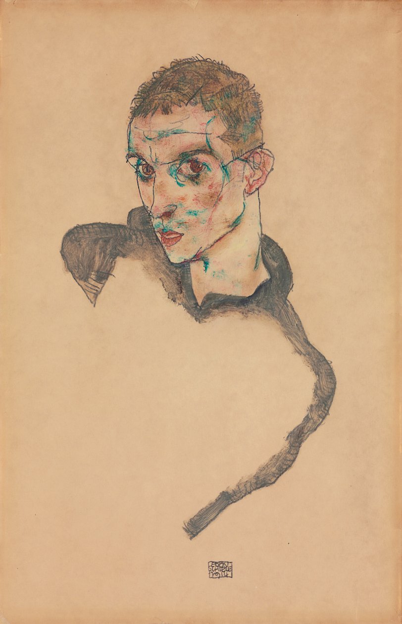 Otoportre; Kendi kendine eğitim, 1914 by Egon Schiele
