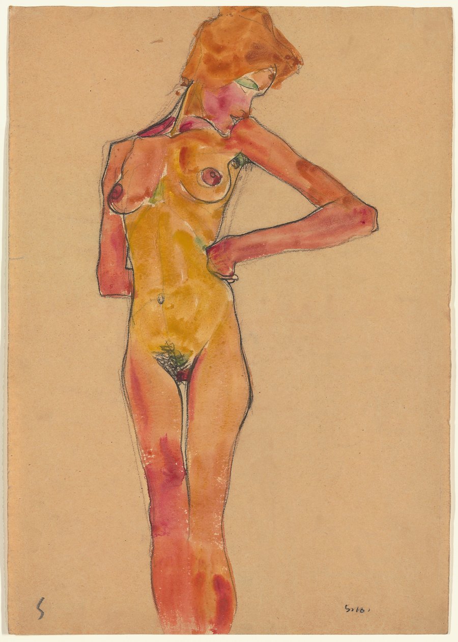 Çıplak Kadın Ayakta by Egon Schiele