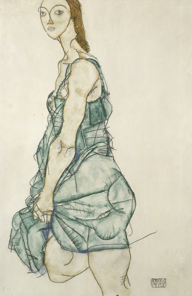 ayakta kız by Egon Schiele