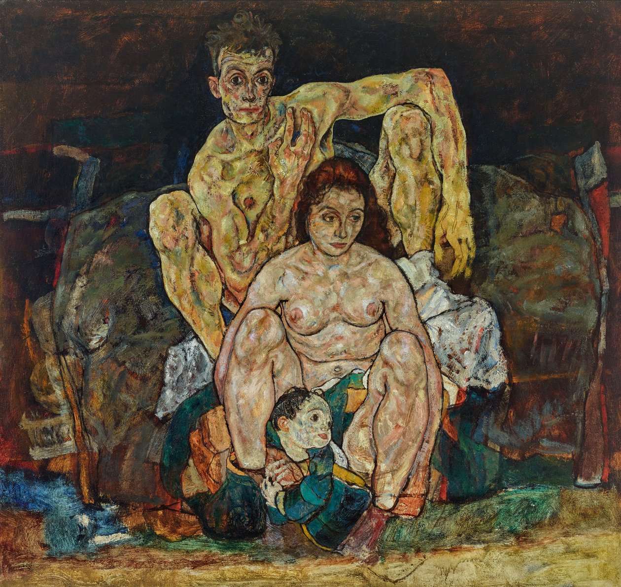 Aile Oturan Çift, 1918. by Egon Schiele