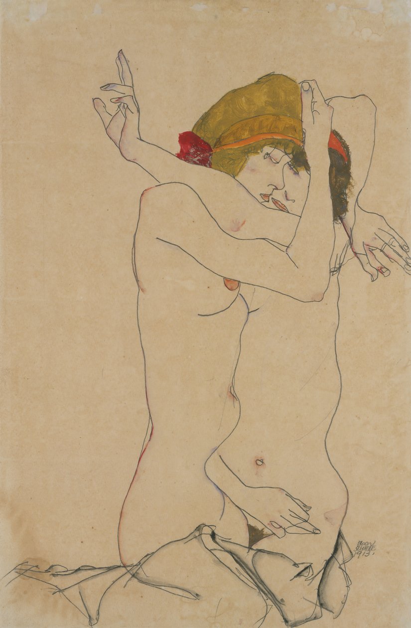 Kucaklayan İki Kadın, 1913. by Egon Schiele