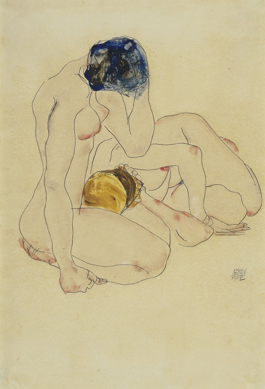 İki arkadaş, 1912 by Egon Schiele