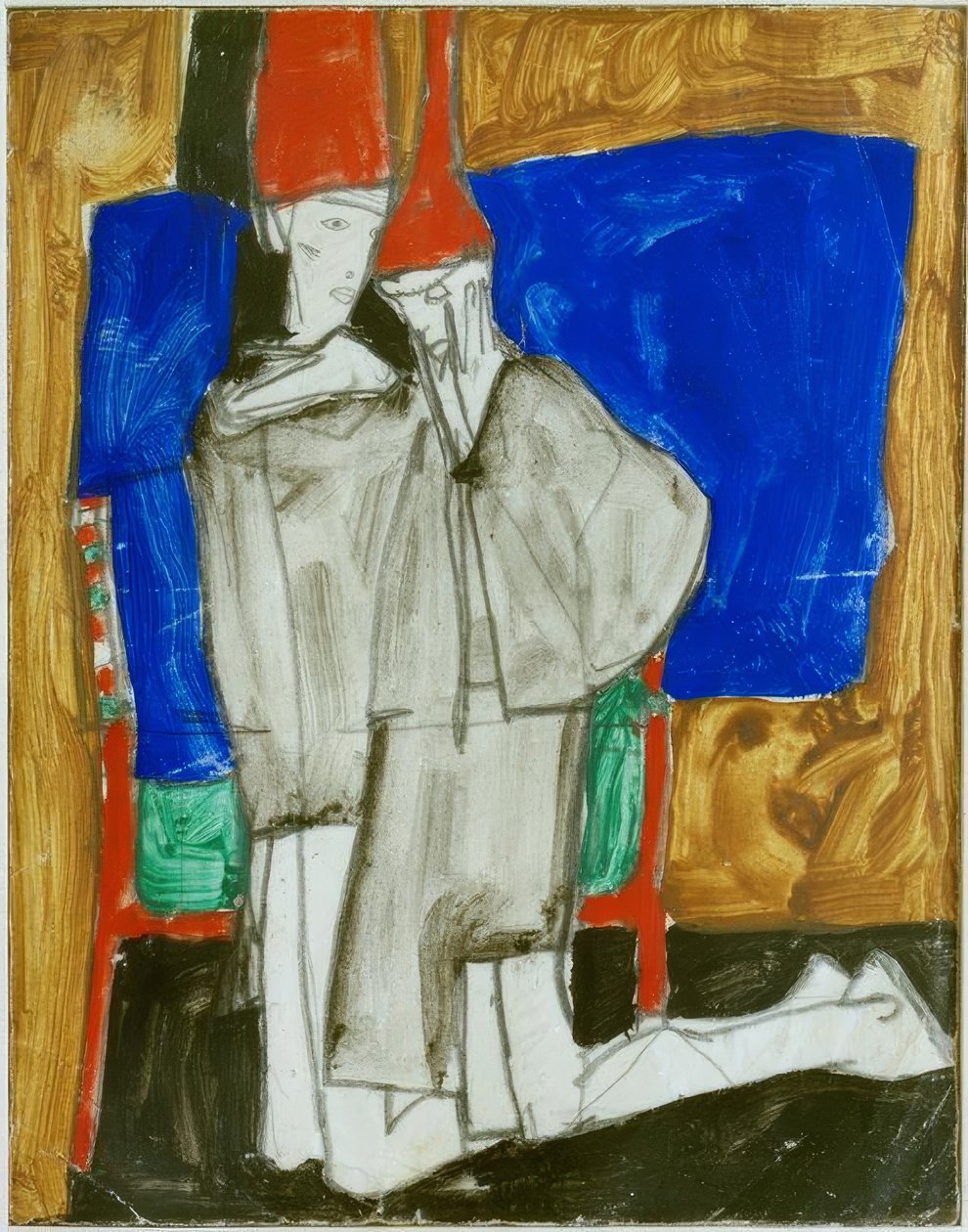 iki diz çökmüş by Egon Schiele