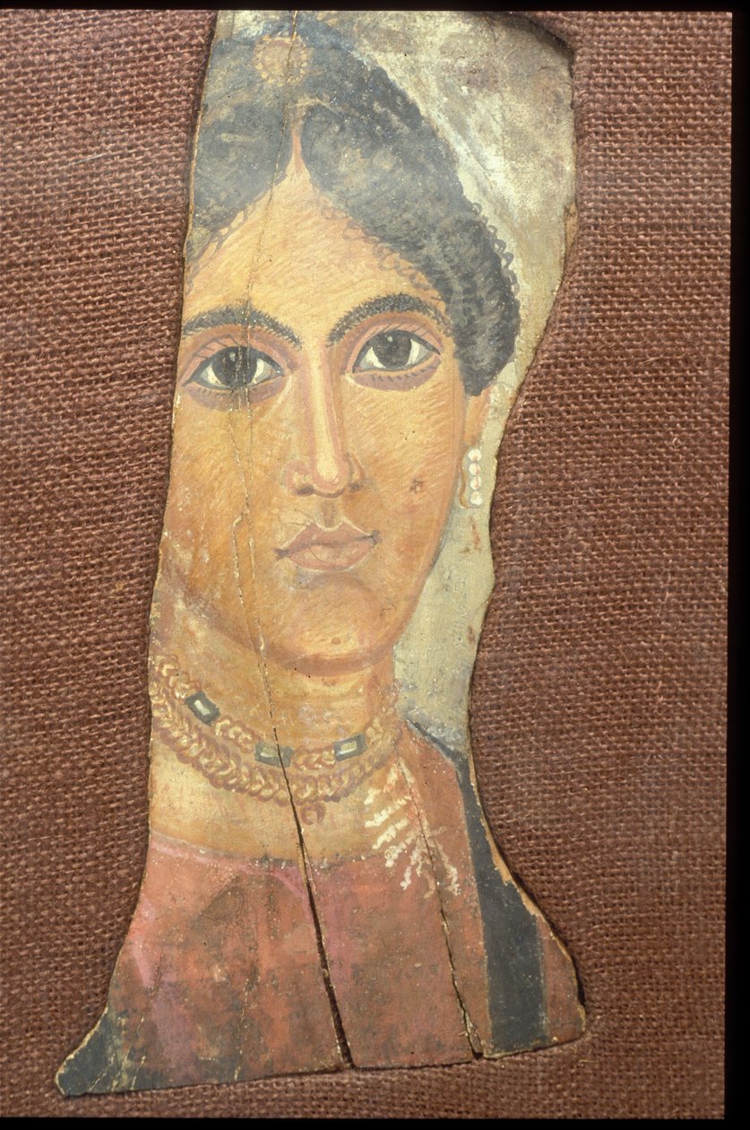 Bir kadın portresi (ahşap üzerine çini) by Egyptian
