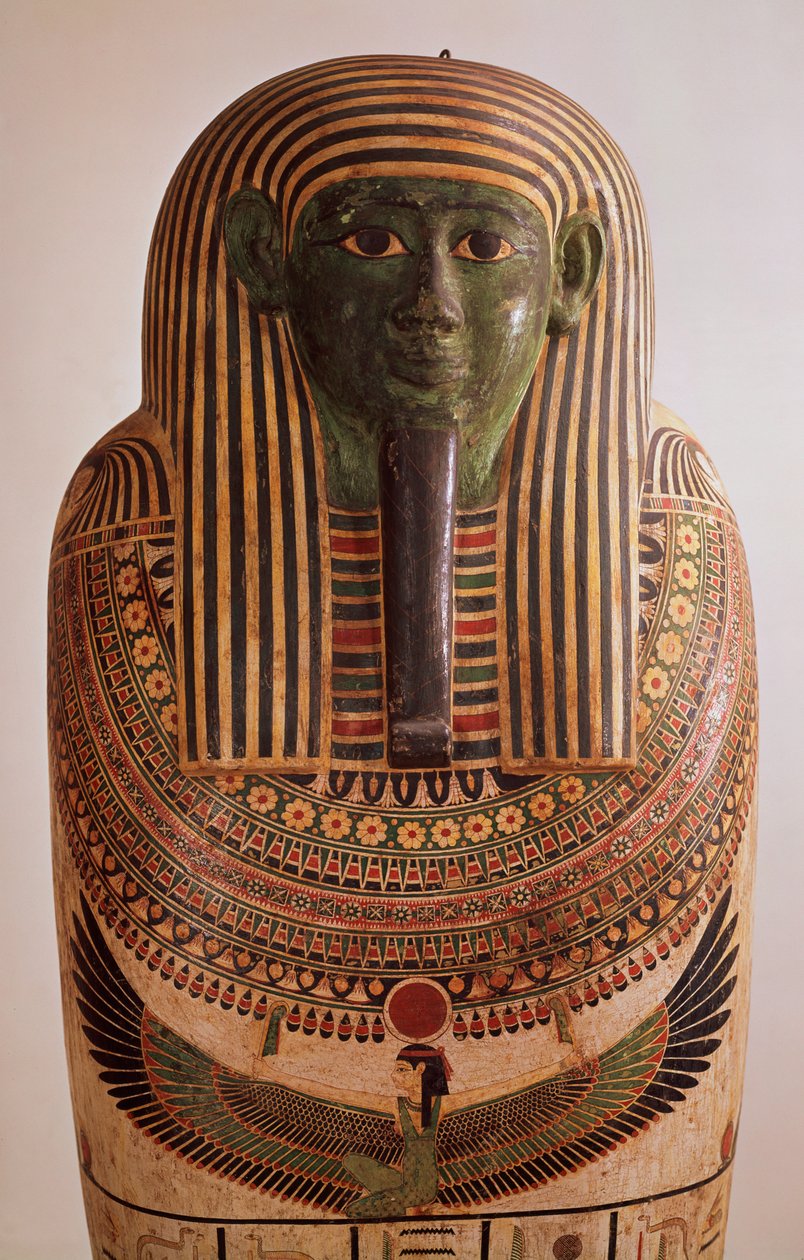 Psametik I (MÖ 664-610) lahdinin dış kapağı Geç Dönem (boyalı ahşap) by Egyptian 26th Dynasty
