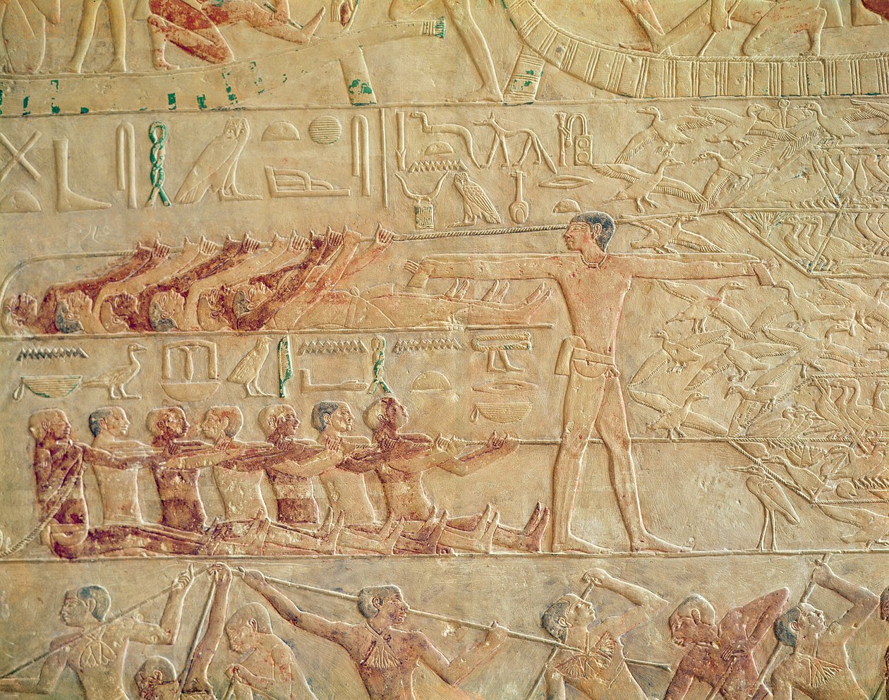ಓಲ್ಡ್ ಕಿಂಗ್‌ಡಮ್ (ಬಣ್ಣದ ಸುಣ್ಣದಕಲ್ಲು) ಟರ್ಕಿಯ Ptah-Hotep ಮತ್ತು Akhti-Hotep ನ ಮಸ್ತಬಾದಿಂದ ವ್ಯಾಯಾಮ ಮಾಡುತ್ತಿರುವ ಪುರುಷರನ್ನು ಚಿತ್ರಿಸುವ ಪರಿಹಾರ by Egyptian 5th Dynasty