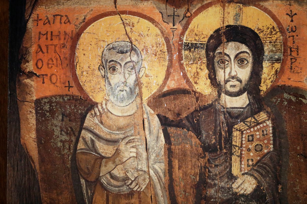 Altıncı yüzyıldan kalma bir ikonda İsa ve Menas by Egyptian