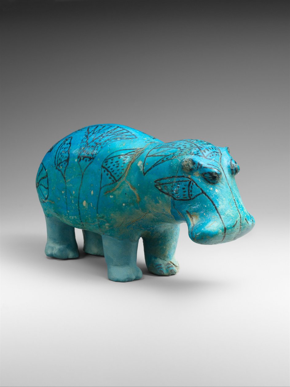 Ayakta duran su aygırı, yaklaşık MÖ 1900 (fayans) by Egyptian 12th Dynasty