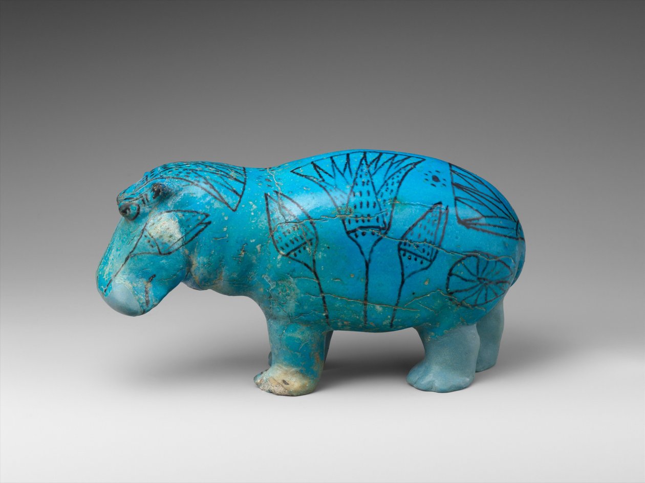 Ayakta duran su aygırı, yaklaşık MÖ 1900 (fayans) by Egyptian 12th Dynasty