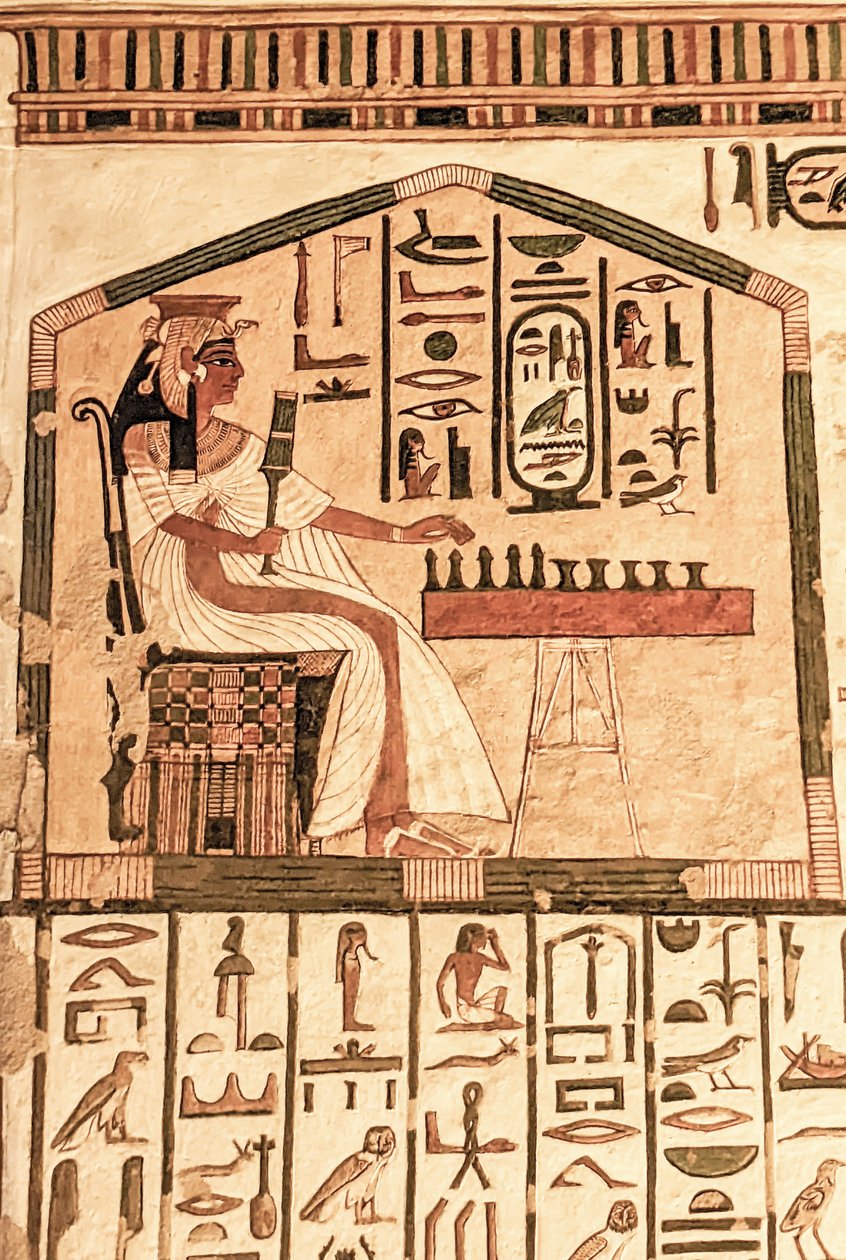Senet oynayan Nefertari (duvar resmi) by Egyptian 19th Dynasty