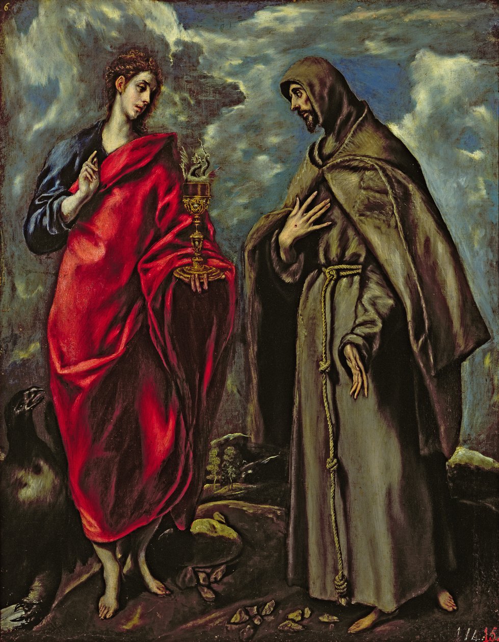 Aziz John the Evangelist ve Aziz Francis, c.1600 by El Greco