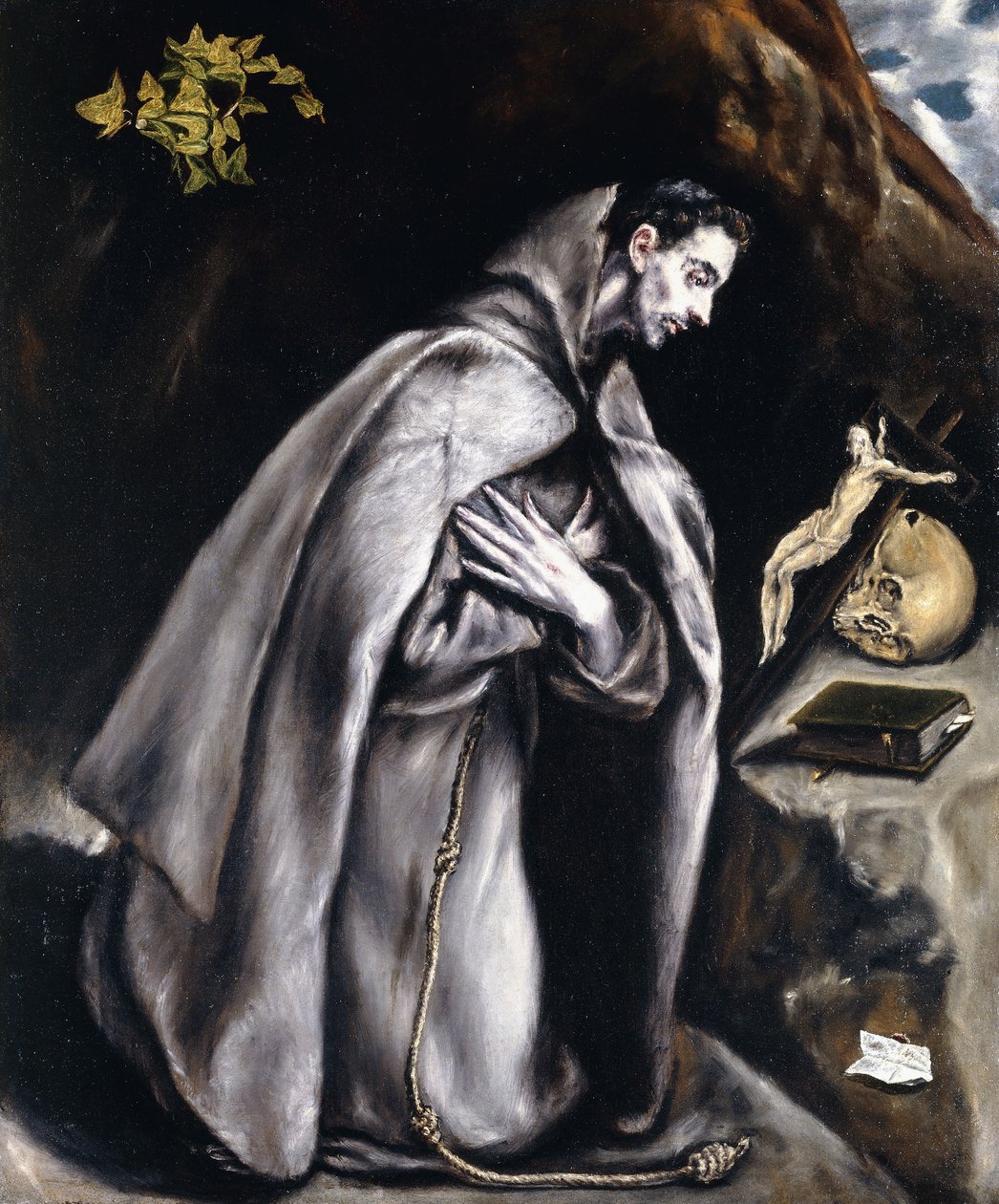 Meditasyonda diz çökmüş Aziz Francis, by El Greco