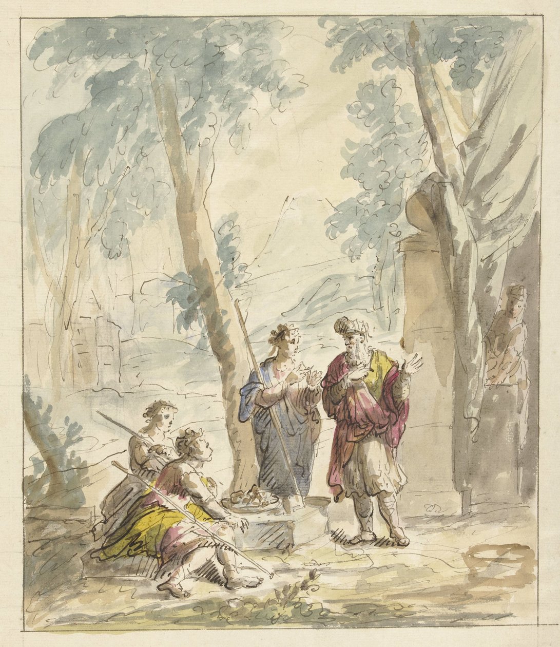 İbrahim üç meleği alır by Elias van Nijmegen