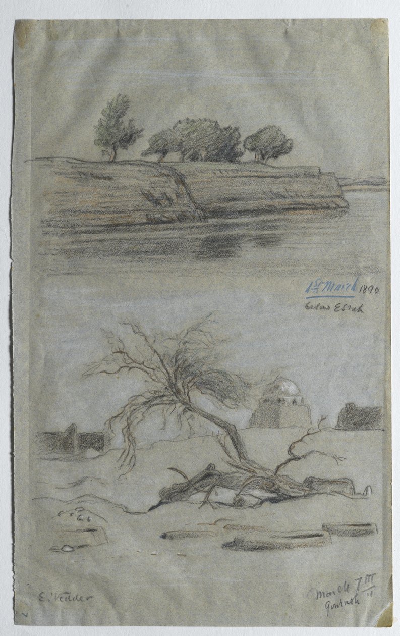 Nil, 1890 (kağıt üzerine renkli kurşun kalem) by Elihu Vedder