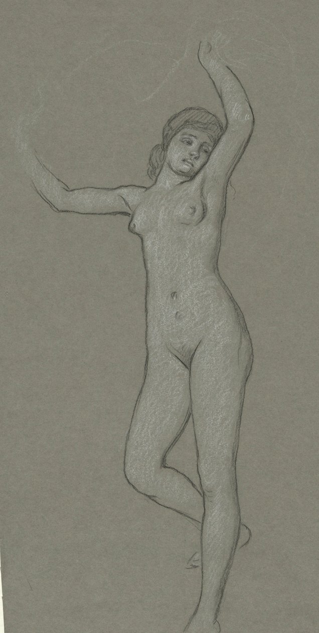 Luna Figürü için Çalışma by Elihu Vedder