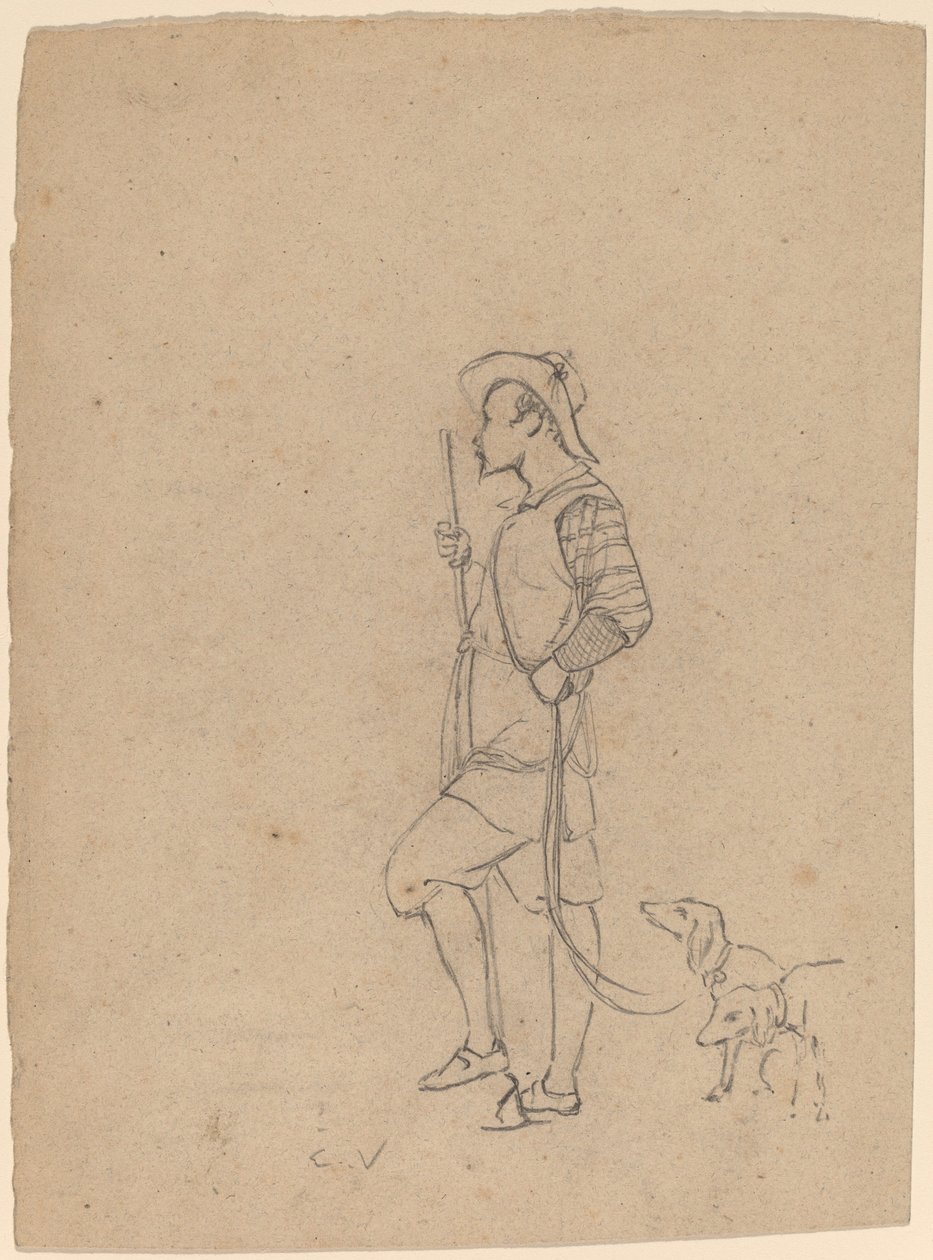 Hunter'ın Köpeklerle Çalışması, c. 1858. by Elihu Vedder